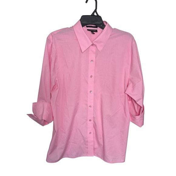 Foxcroft Wrinkle Free‎ Shaped Fit Cotton Blend Pink Button-Up Shirt 18 Classic - Picture 1 of 4